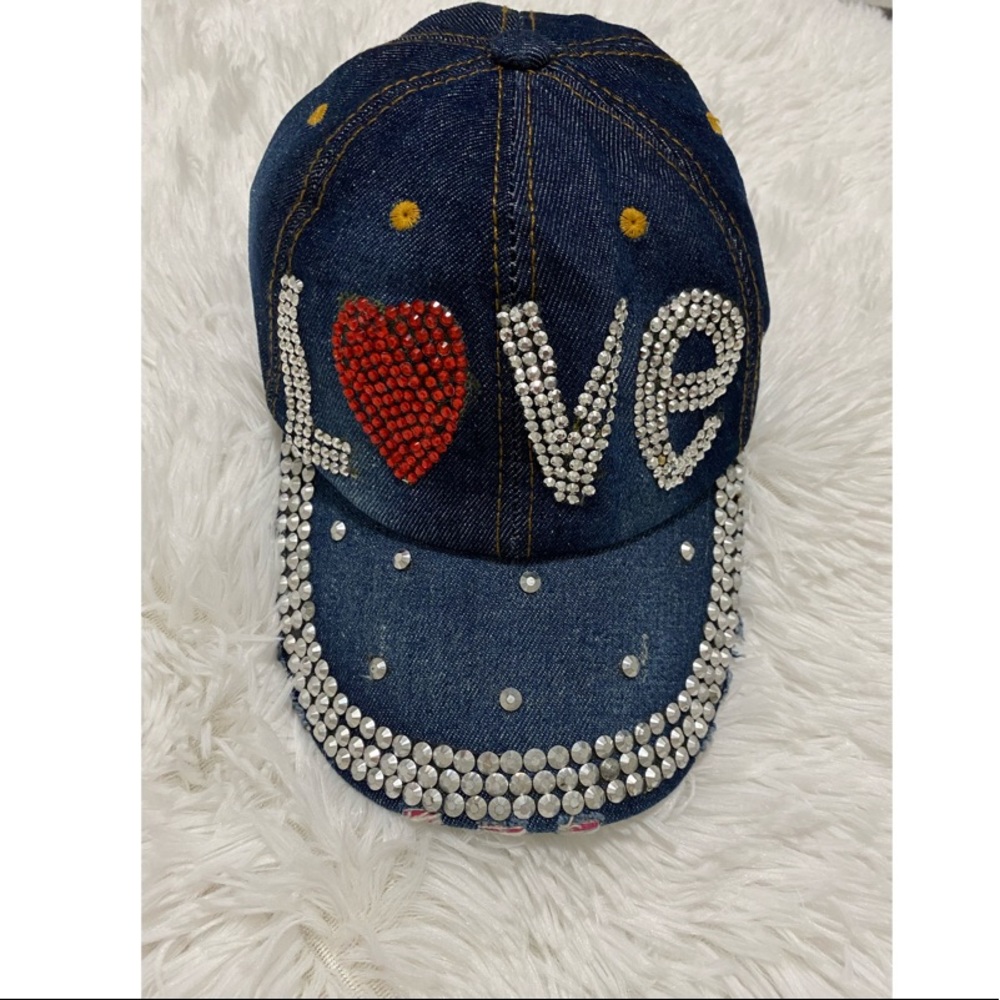 Rhinestone Denim Cap